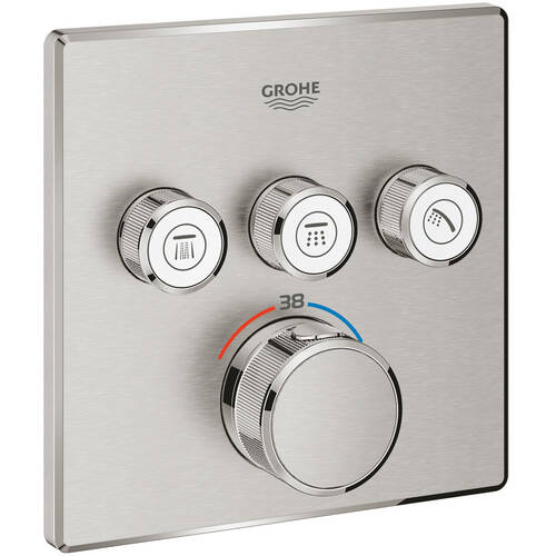 Смеситель скрытого монтажа для душа Grohe Grohtherm SmartControl 29126DC0 с термостатом на 3 потребителя, суперсталь, фото 1