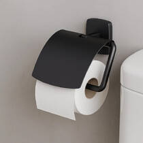 Тримач для туалетного паперу Am.Pm Gem A90341422 з кришкою, чорний матовий, фото №1