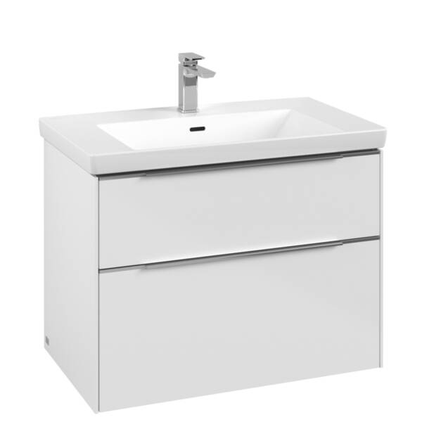 Тумба з раковиною Villeroy&Boch Subway 3.0 C57400VE + 4A708001, 80 см білий глянець, фото 1