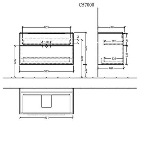 Тумба з раковиною Villeroy&Boch Subway 3.0, C57000VE  + 4A70A501, 100  см, білий глянець, фото 6