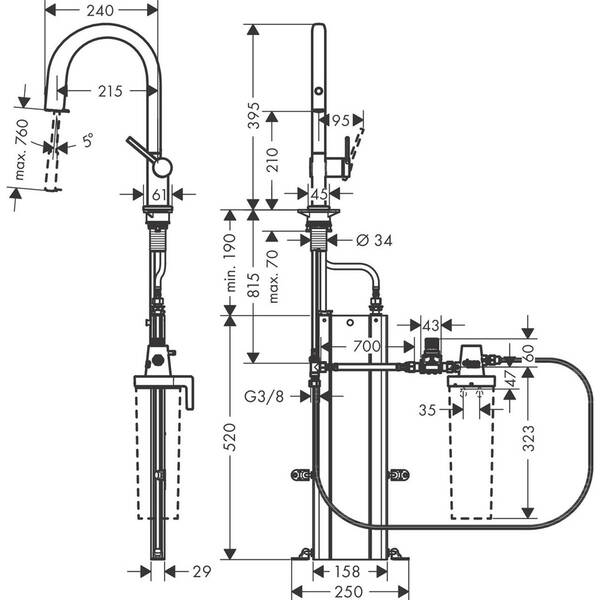 Смеситель для кухни Hansgrohe Aqittura M91 76826800 сталь, фото 2