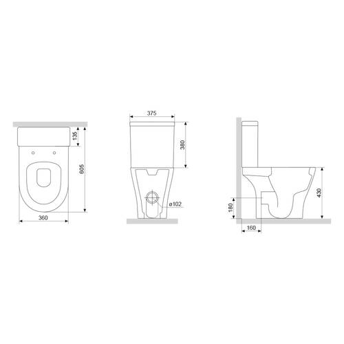 Унитаз-компакт Damixa Sirius DX86C8600SC без ободка с сиденьем микролифт, фото 6