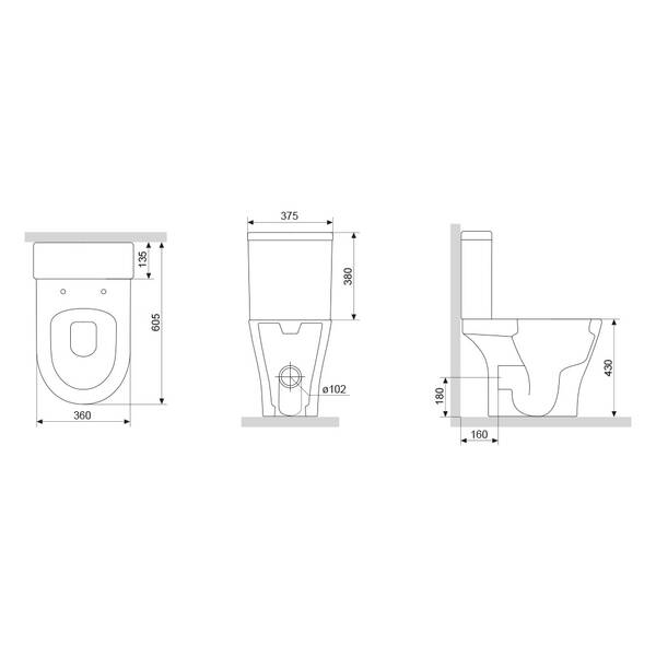 Унитаз-компакт Damixa Sirius DX86C8600SC без ободка с сиденьем микролифт, фото 6