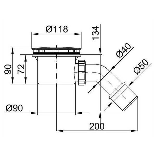 Сифон для душевого поддона Styron STY-401-B, 90 мм с гидрозатвором, накладка черный мат, фото 2