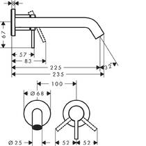 Смеситель скрытого монтажа для раковины Hansgrohe Tecturis S 73351140 brushed bronze 22,5 см (наружная часть), фото №3