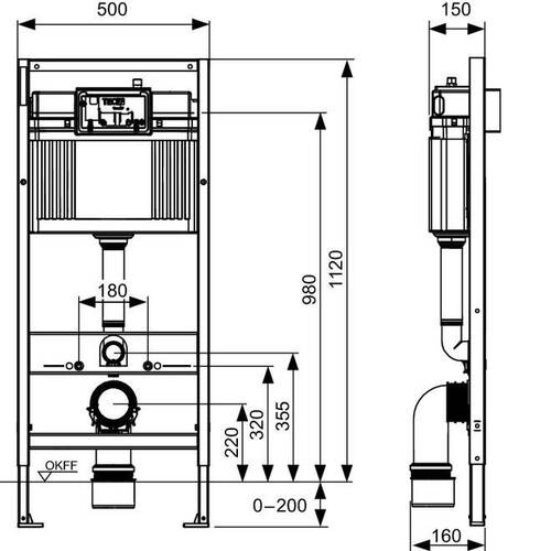 Инсталляция для унитаза TECE Base 9400414 с клавишей смыва TECEnow черная матовая, фото 8