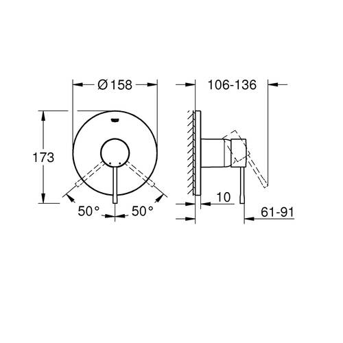 Змішувач прихованого монтажу для душу Grohe Essense new 24168AL1 графіт, фото 4