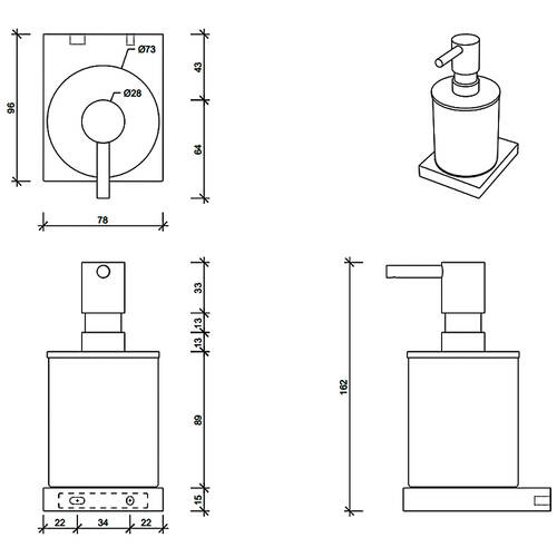 Дозатор для жидкого мыла Decor Walther Contract WSP 0651660 с держателем, черный матовый, фото 2