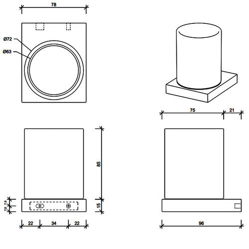 Склянка Decor Walther Contract 0651860 CT WSP підвісна, чорний матовий, фото 2