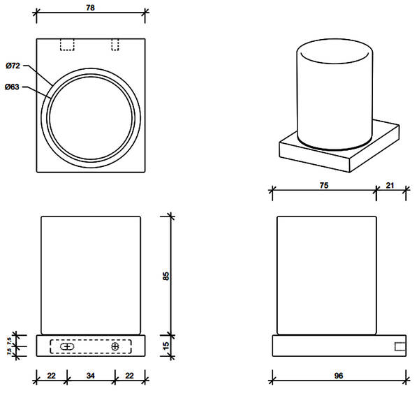 Склянка Decor Walther Contract 0651860 CT WSP підвісна, чорний матовий, фото 2