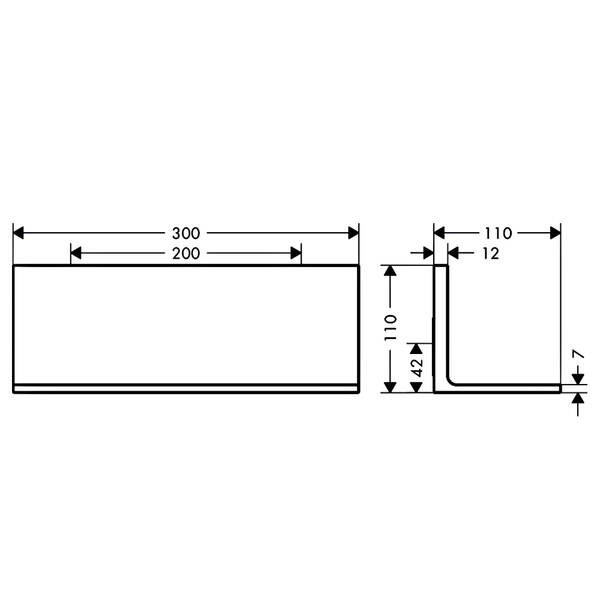 Полиця металева Axor Universal Rectangular 42644340 30 см хром чорний матовий, фото 2