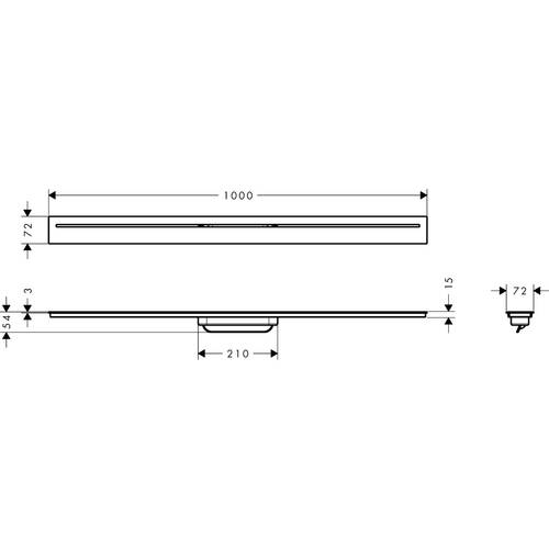 Решітка для душового каналу Axor 42523340 вільне кріплення в підлозі 1000 мм, матовий чорний хром, фото 2