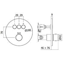 Змішувач прихованого монтажу для душу Paffoni Compact CPT 019 ST з термостатом, колір - сталь, фото №2
