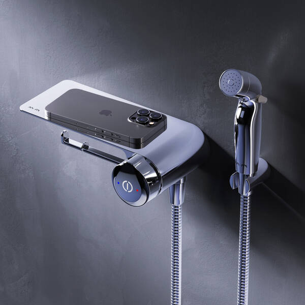 Гигиенический душ AM.PM X-Joy F0H85A800 со смесителем TouchReel и полкой, фото 4