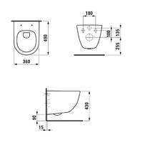 Унитаз подвесной Laufen Pro Compact H8669550000001 Rimless с сиденьем Slim Soft Close, фото №4