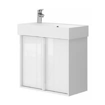 Тумба з раковиною Devit Quadra 83055W, 55 см,  біла глянцева, фото №1
