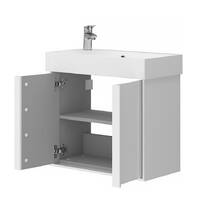 Тумба з раковиною Devit Quadra 83055W, 55 см,  біла глянцева, фото №2