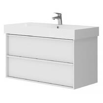 Тумба с раковиной Devit Quadra 083100WB, 100 см, белая матовая, фото №1