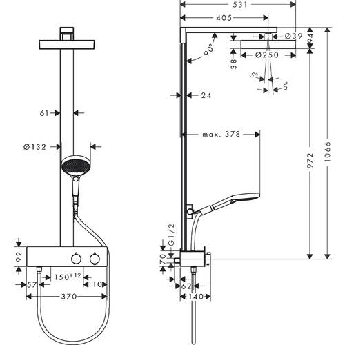 Душова система Hansgrohe Rainfinity 250 1jet EcoSmart 28742670 з термостатом, фото 6
