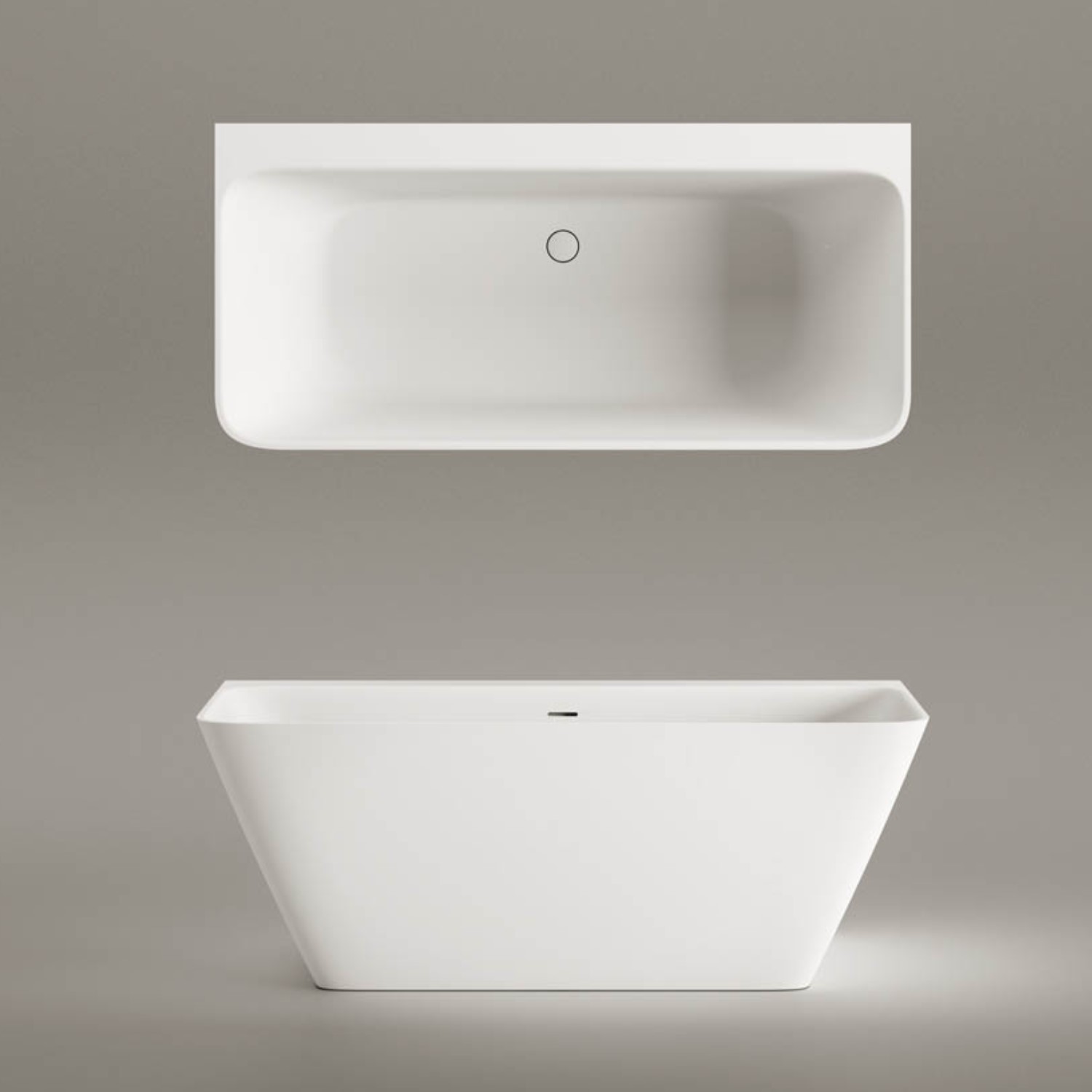 VAQUAWAS/00 QUADRO WALL Ванна пристінна 160х76 см з литого (штучного) каменю Silkstone, з інтегрованим сифоном, колір білий мат (1 сорт)