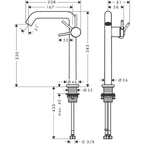 Змішувач для раковини Hansgrohe Tecturis S CoolStart EcoSmart+ 73372140 бронза, фото 3