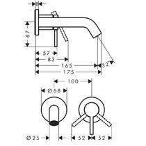 Змішувач прихованого монтажу для раковини Hansgrohe Tecturis S 73350140 вилив 16,5 см, зовнішня частина, бронза, фото 2