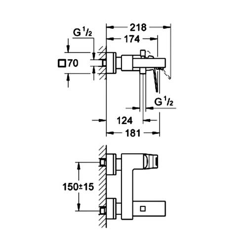 Смеситель для ванны Grohe Eurocube 23140AL0 графит темный матовый, фото 4