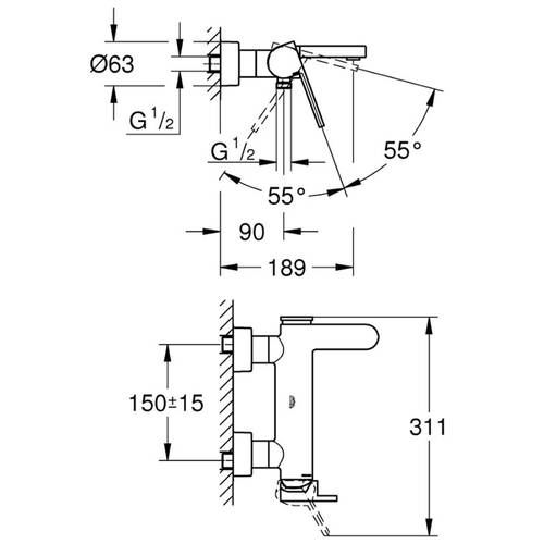 Смеситель для ванны Grohe Plus 33553AL3, фото 2