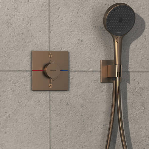 Змішувач прихованого монтажу для ванни/душу Hansgrohe ShowerSelect Comfort E 15572140 з термостатом на 2 споживачі, бронза, фото 4