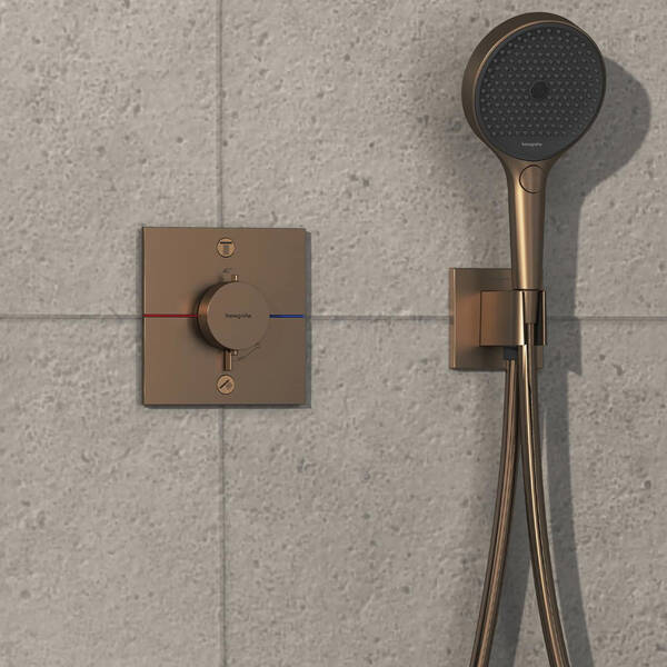 Змішувач прихованого монтажу для ванни/душу Hansgrohe ShowerSelect Comfort E 15572140 з термостатом на 2 споживачі, бронза, фото 4