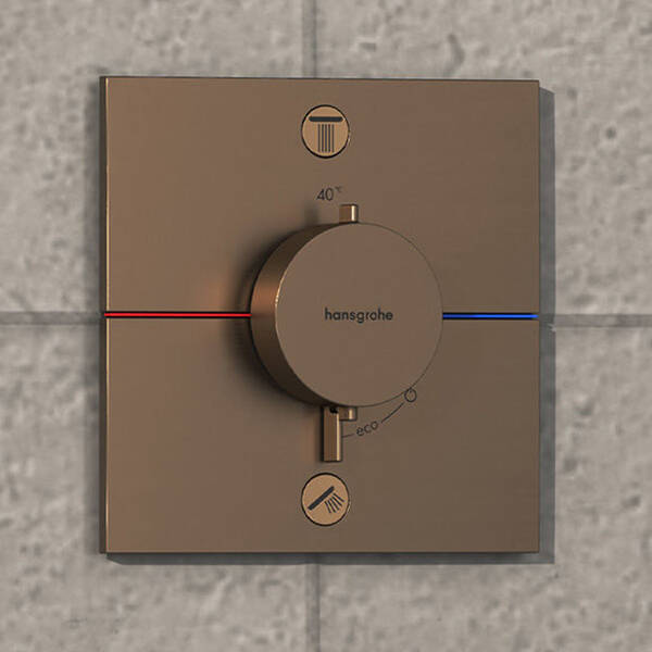 Змішувач прихованого монтажу для ванни/душу Hansgrohe ShowerSelect Comfort E 15572140 з термостатом на 2 споживачі, бронза, фото 3