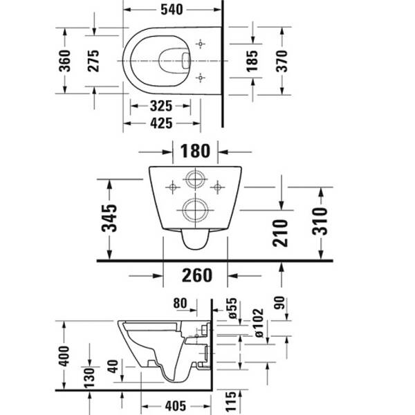 Унітаз підвісний Duravit D-Neo 2577098900 + 0021698900 безобідковий з кришкою Soft Close, антрацит, фото 2