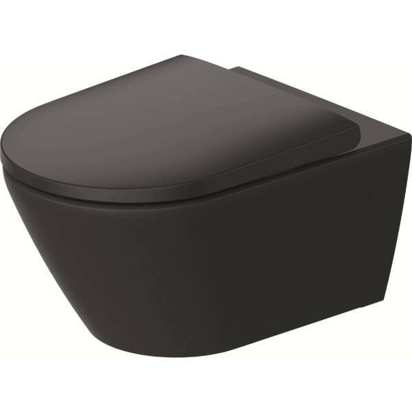 Унітаз підвісний Duravit D-Neo 2577098900 + 0021698900 безобідковий з кришкою Soft Close, антрацит, фото 1