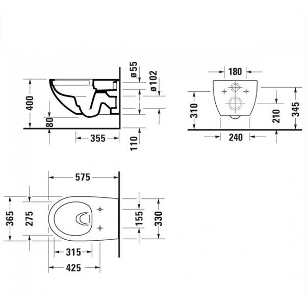 Унитаз подвесной Duravit Architec 45720900А1 без ободка с крышкой Soft Close, фото 2