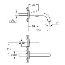 Змішувач прихованого монтажу для раковини Grohe Atrio 19287AL3 графіт темний матовий, фото №2
