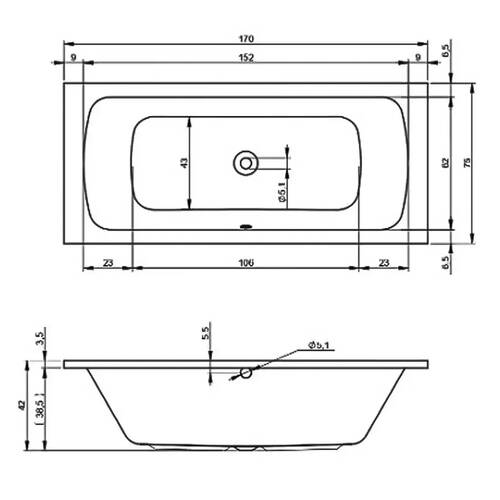 Ванна акриловая Devit Comfort 17075345 170x75 см белая с ножками 207093, фото 4