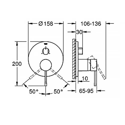 Смеситель скрытого монтажа для ванны/душа Grohe Essence 24092DC1 на 3 положения, суперсталь, фото 4