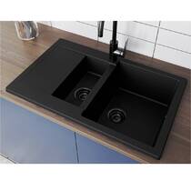 Кухонна мийка Miraggio  LAPAS з кварцевого піску врізна, чорний BLACK, фото №3