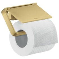 Тримач для туалетного паперу Axor Universal Softsquare 42836250 з кришкою, золото матовий, фото №1