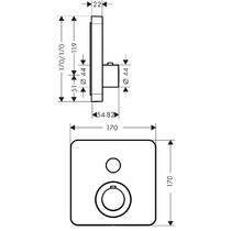 Змішувач прихованого монтажу для душу Axor ShowerSelect 36705800 з термостатом, оптична нержавіюча сталь, фото №2