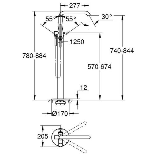 Смеситель для ванны Grohe Essence 25248001 напольный, хром, фото 2