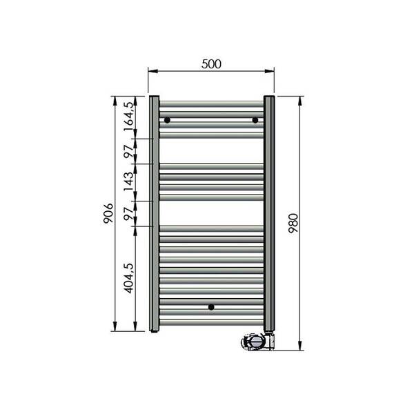 Полотенцесушитель электрический Zehnder Aura PBEBZ-090-50/MQ, 906х500 мм, черный мат, 500 Вт, фото 3