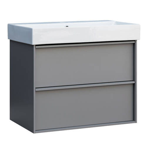 Тумба с раковиной Devit Quadra 083070G, 70 см, серая матовая, фото 1