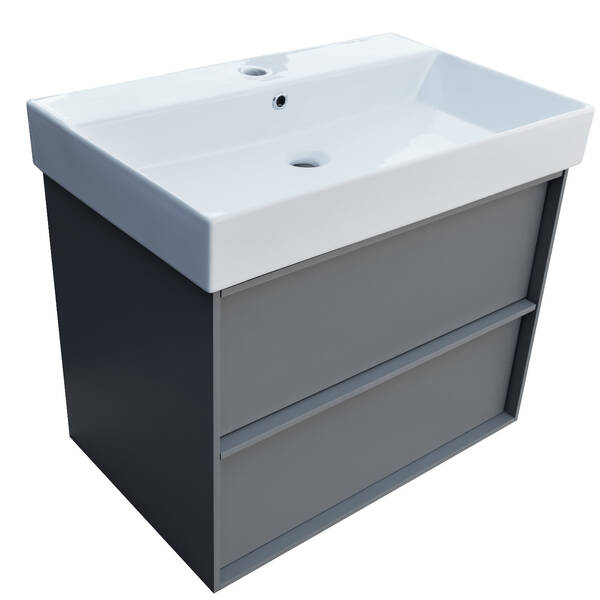 Тумба с раковиной Devit Quadra 083070G, 70 см, серая матовая, фото 3
