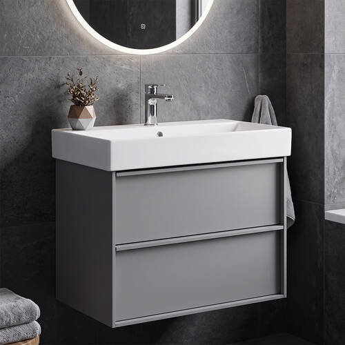 Тумба з раковиною Devit Quadra 083070G, 70 см, сіра матова, фото 1