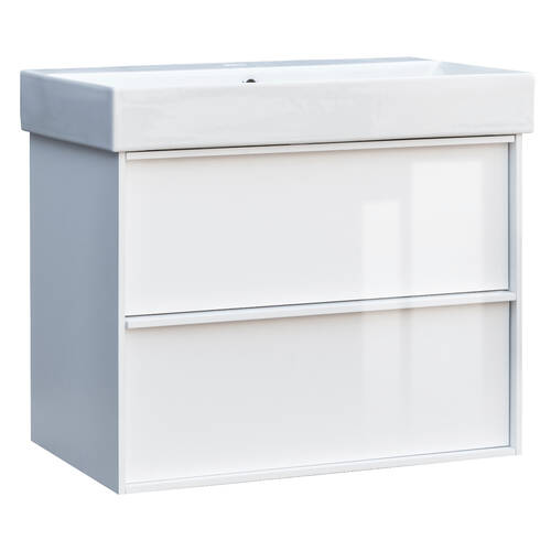Тумба з раковиною Devit Quadra 083070W, 70 см, біла глянцева, фото 1