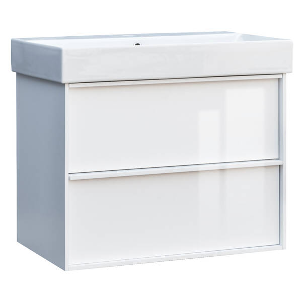 Тумба з раковиною Devit Quadra 083070W, 70 см, біла глянцева, фото 1