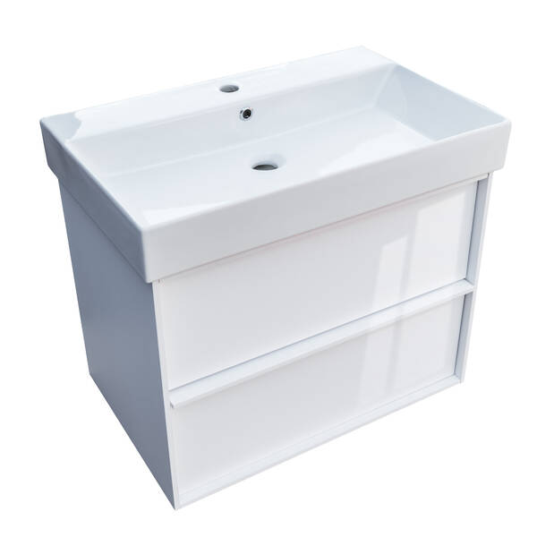Тумба з раковиною Devit Quadra 083070W, 70 см, біла глянцева, фото 3