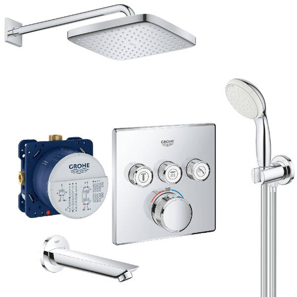 Душова система прихованого монтажу Grohe Grohtherm SmartControl UA26415SC2 з термостатом та виливом, фото 1