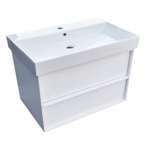 Тумба з раковиною Devit Quadra 083085WB, 85 см, біла матова, фото 3